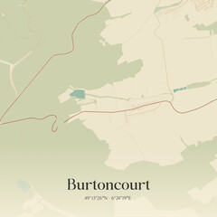 Obraz premium Vintage map of Burtoncourt, France.
