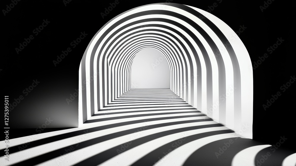 Poster light and shadow used to create optical illusions, playing with perspective and depth to trick the v