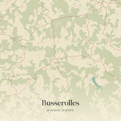 Vintage map of Busserolles, France.