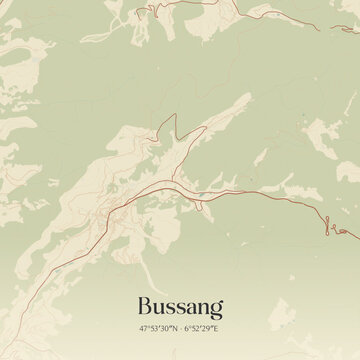 Vintage map of Bussang, France.