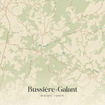 Vintage map of Bussi&egrave;re-Galant, France.