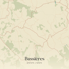Naklejka premium Vintage map of Bussières, France.