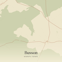 Fototapeta premium Vintage map of Busson, France.