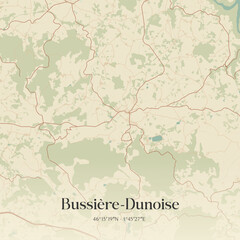 Fototapeta premium Vintage map of Bussière-Dunoise, France.