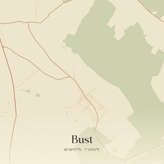 Obraz premium Vintage map of Bust, France.