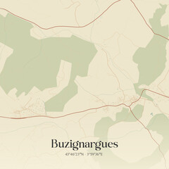 Obraz premium Vintage map of Buzignargues, France.