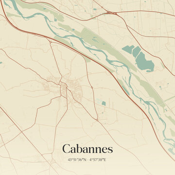Vintage map of Cabannes, France.