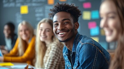 Obraz premium Diverse Group of Young Professionals Engaged in Collaborative Work
