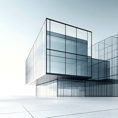 Fototapeta premium Minimalist Architectural Glass Building with Sleek Geometric Design
