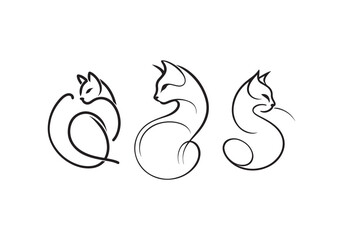 Set black cat silhouette