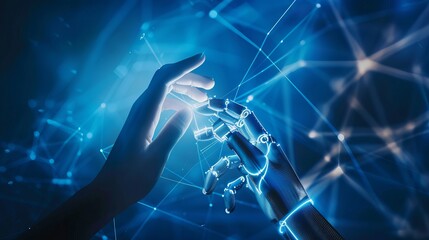 Abstract illustration of big data technology and artificial intelligence with neural network, data analysis, visualization, and business analytics concept