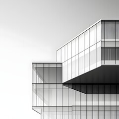 Fototapeta premium Minimalist Glass and Steel Architectural Building with Clean Geometric Facade