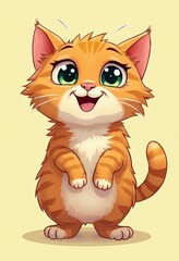 Fototapeta premium Cute Cartoon Kitten