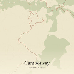 Vintage map of Campoussy, France.