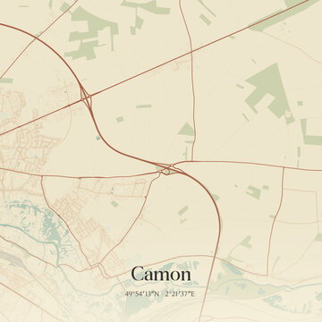 Vintage map of Camon, France.