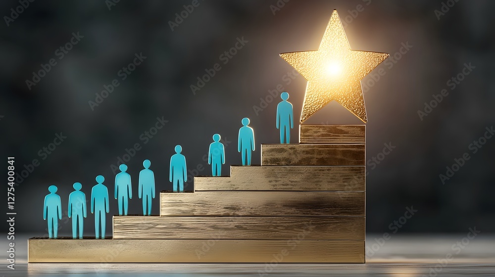 Poster ascending stairway to glowing star a symbolic representation of the journey to progress resilience a