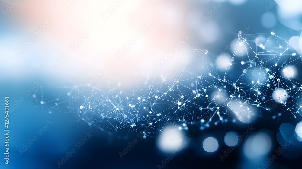 Aufkleber Futuristic digital health and biotech concept background featuring a smooth white and light blue gradient with interconnected molecular patterns and glowing nodes