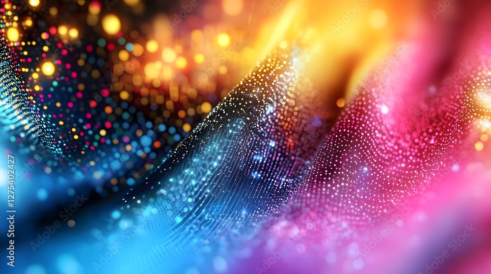 Poster vibrant and futuristic abstract design featuring glowing led light streaks in a cyberpunk inspired d