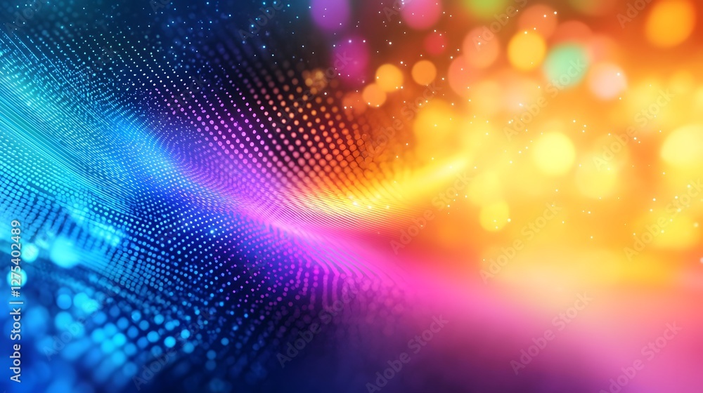 Aufkleber striking futuristic abstract design featuring a mesmerizing digital landscape with dynamic glowing l
