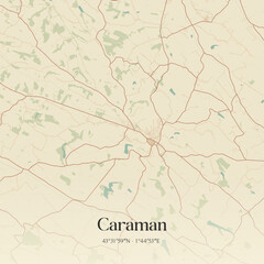 Vintage map of Caraman, France.