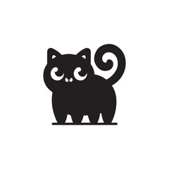 Fototapeta premium black and white cartoon cat