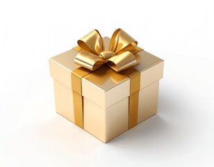 Obraz premium Gold Gift Box with Golden Bow