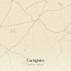 Obraz premium Vintage map of Cartignies, France.