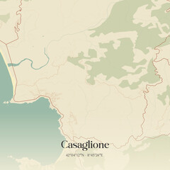 Fototapeta premium Vintage map of Casaglione, France.
