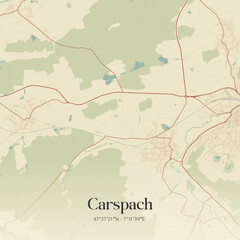 Vintage map of Carspach, France.