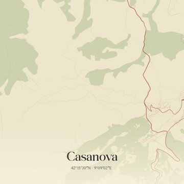 Vintage map of Casanova, France.