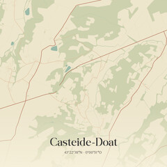 Vintage map of Casteide-Doat, France.