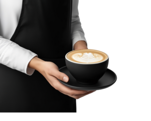 Barista’s Hand Serving a Cup of Latte