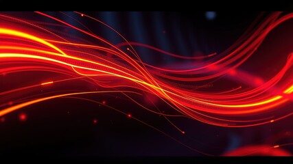 Obraz premium Dynamic Flow Bright Vivid Orange Red Gradient Lines Abstract Background - Ultra HD Glitch Art