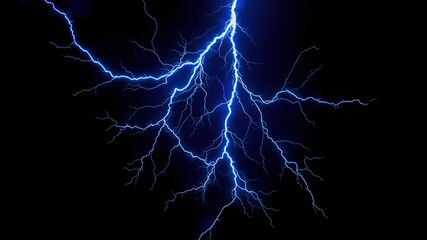 Fototapeta premium Electric Blue Lightning Bolts, Dynamic Energy, Black Background, High-Quality AI Photo