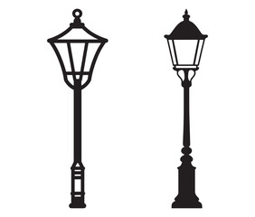 Street Lamp Vector, Vintage Street Lamp Silhouettes Collection. 