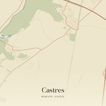 Vintage map of Castres, France.