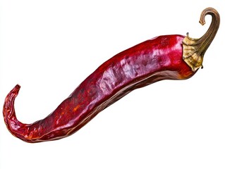 Dried red chili pepper isolated on white background enhances culinary spice and heat for global cuisine.
