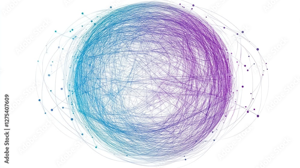 Poster abstract sphere with interconnected lines and dots, depicting a network or connection.