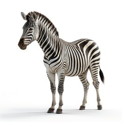 Fototapeta premium Plains Zebra Standing Isolated on White Background