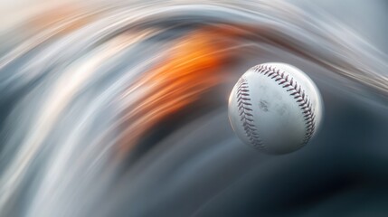 Baseball playoffs with a close-up of a baseball in mid-flight. Featuring precision and motion