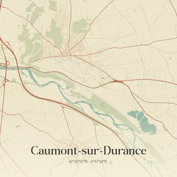 Vintage map of Caumont-sur-Durance, France.