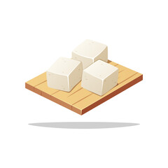 White tofu pieces vector isolated on white background.