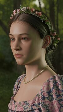Portrait of a women wearing flower headdress