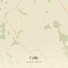 Obraz premium Vintage map of Cellé, France.