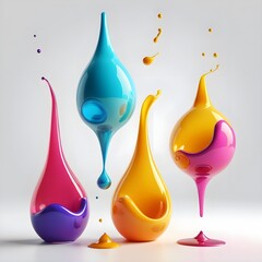 Colorful Paint Drops Splashing
