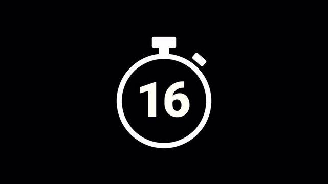 20 seconds countdown, Analog of simple clean timer motion graphic with text numbers, in and out, exercise pause, animated icon on a transparent background	