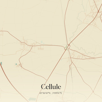 Vintage map of Cellule, France.