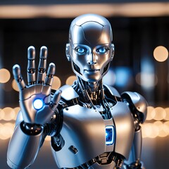 Advanced Female Robot Gesturing Stop