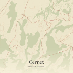 Vintage map of Cernex, France.