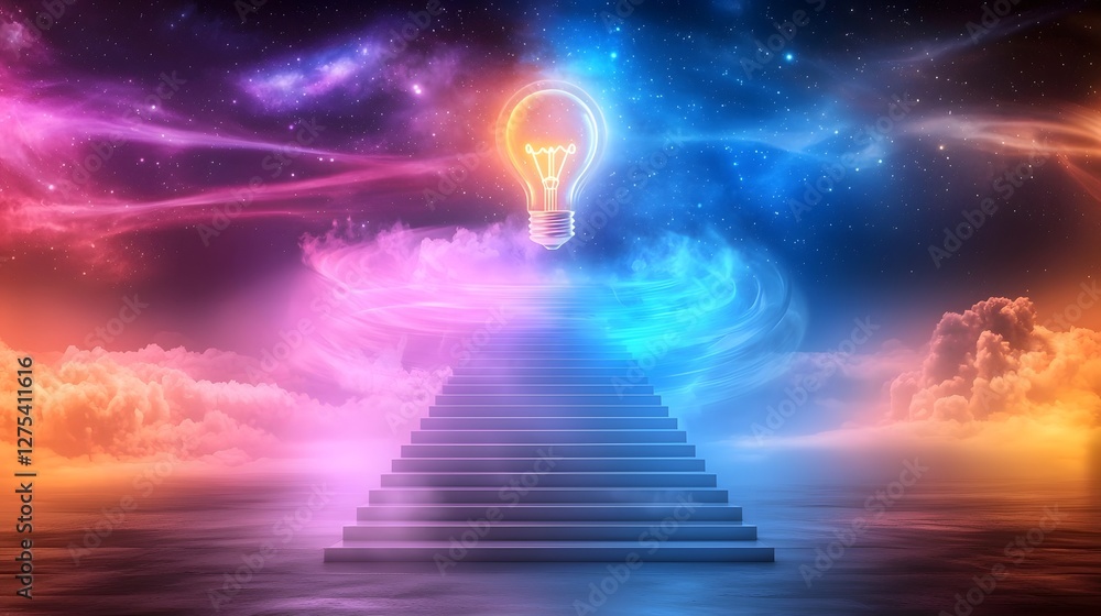 Aufkleber majestic floating staircase spiraling towards the boundless universe surrounded by luminous galaxies